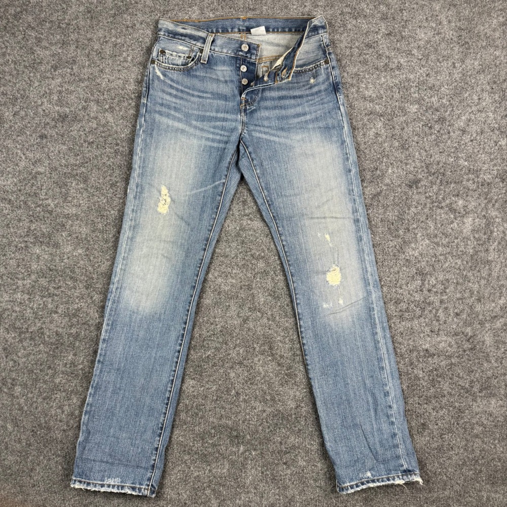 Levi's Jeans Womens Size 25 Blue 501 Original Fit Distressed Cotton Button Fly